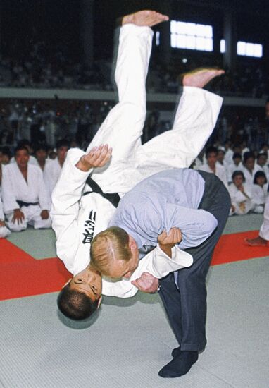 Vladimir Putin on a tatami