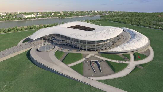Model of future football stadium in Rostov-on-Don