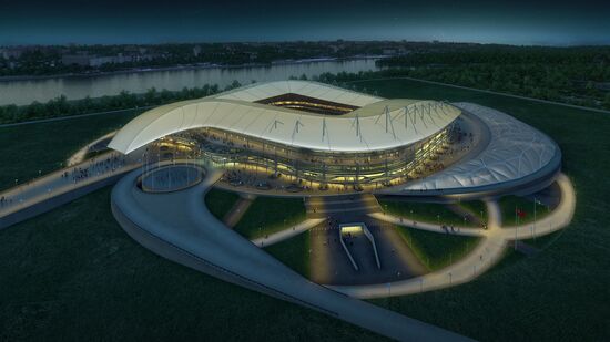 Model of future football stadium in Rostov-on-Don