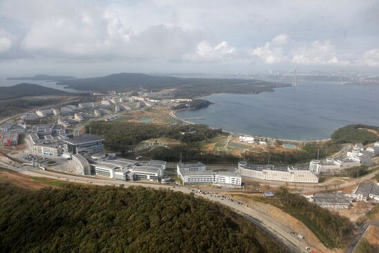 Helicopter view of Russky Island