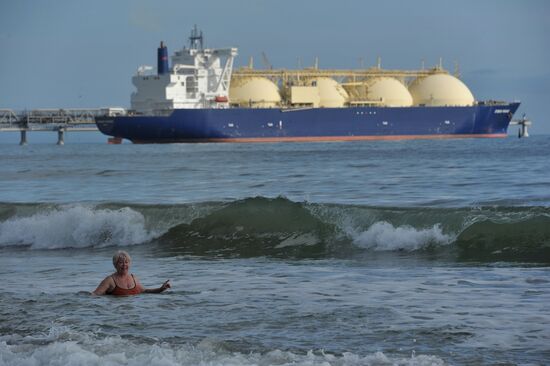 Tanker Cygnus Passage at Sakhalin coast