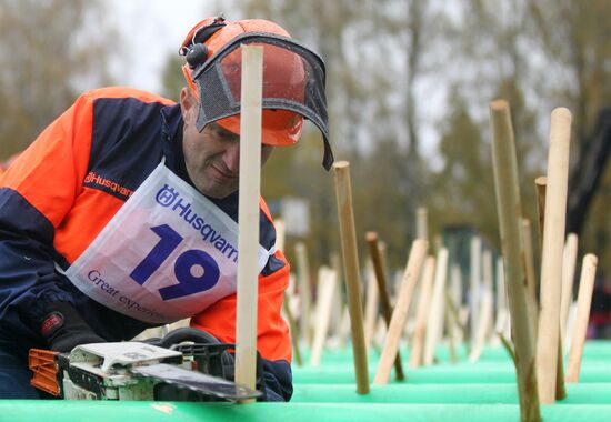 Wood chopping competition in Novgorod Region