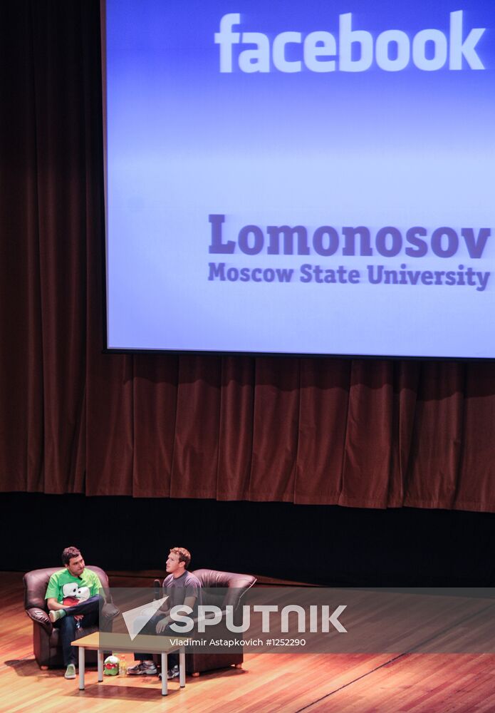 Mark Zuckerberg giving lectures in Moscow State University