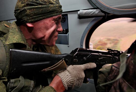 Military exercise of Pacific Fleet marines and Air Force