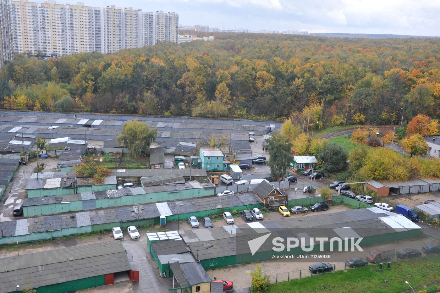 Parking garages near Bitsa Park in Moscow