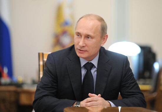Vladimir Putin meets with Sergei Yastrebov in Novo-Ogaryovo
