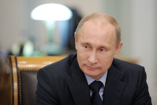 Vladimir Putin meets with Sergei Yastrebov in Novo-Ogaryovo