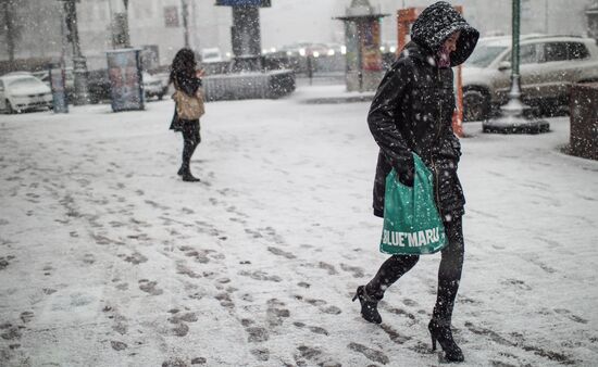First snow in Moscow