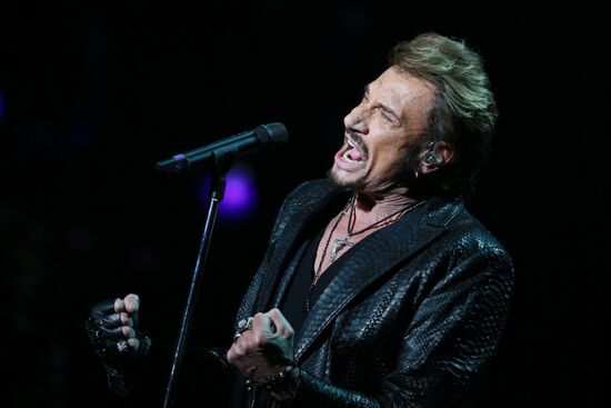 Johnny Hallyday performs live in Moscow