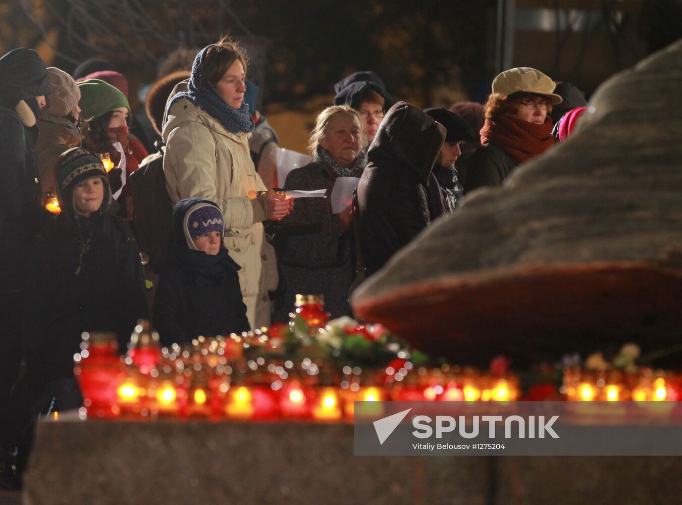 Return of Names action at Solovetsky stone in Moscow