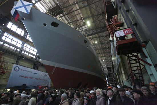 Launching search-and-rescue vessel Igor Belousov