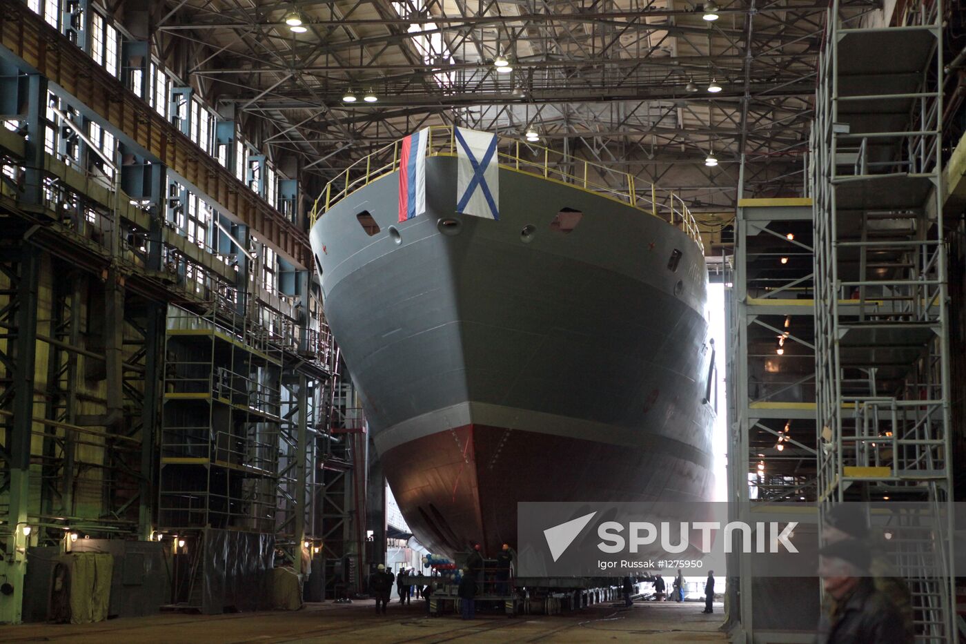 Launching search-and-rescue vessel Igor Belousov