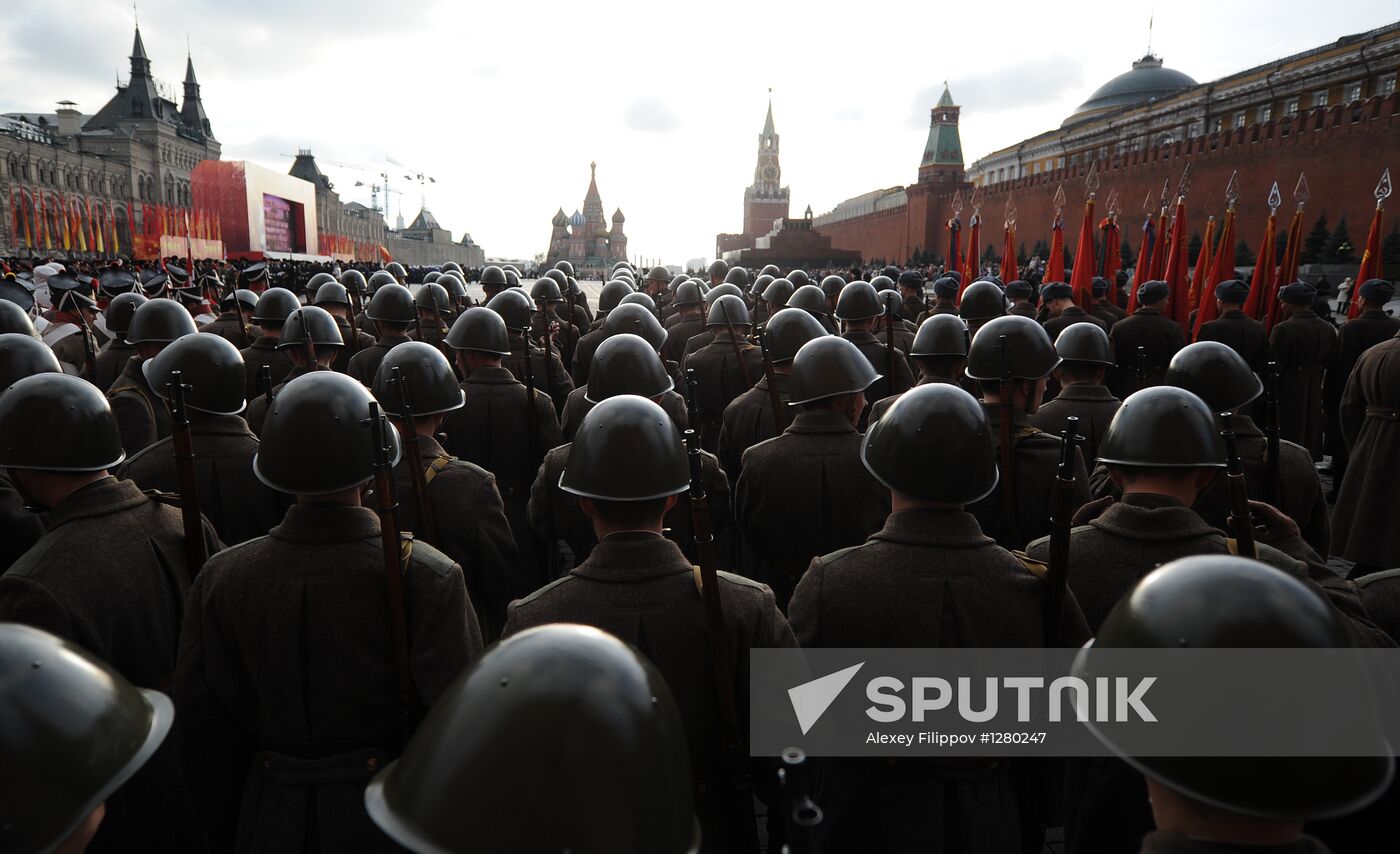 Dress rehearsal for march honoring anniversary of 1941 parade