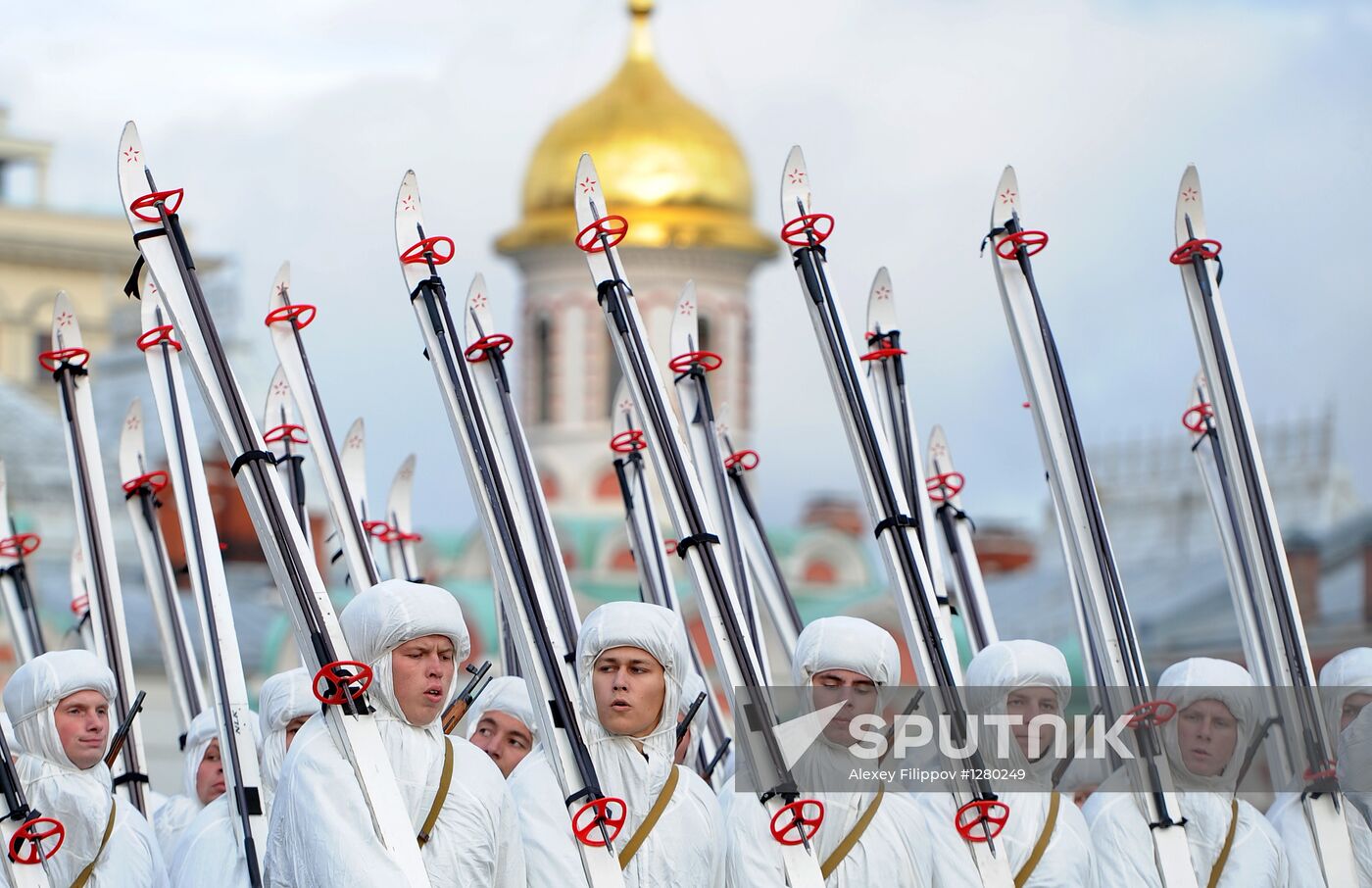 Dress rehearsal for march honoring anniversary of 1941 parade