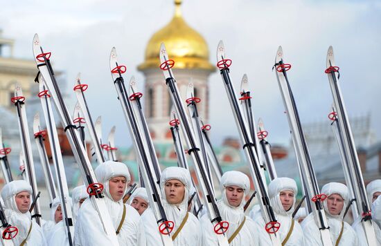 Dress rehearsal for march honoring anniversary of 1941 parade