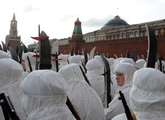 Dress rehearsal for march honoring anniversary of 1941 parade