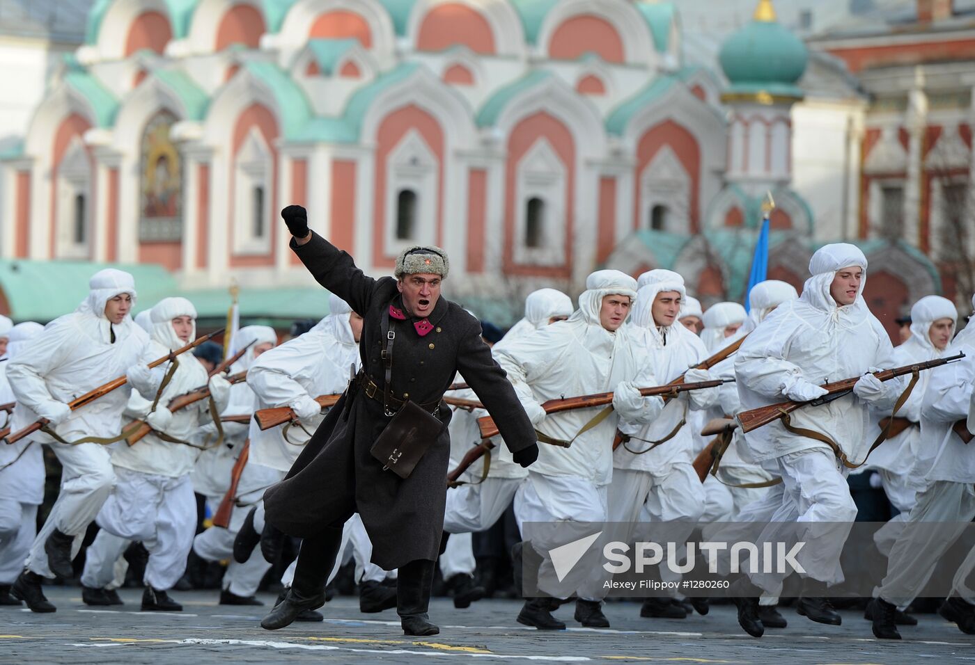 Dress rehearsal for march honoring anniversary of 1941 parade