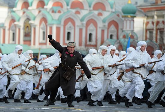Dress rehearsal for march honoring anniversary of 1941 parade