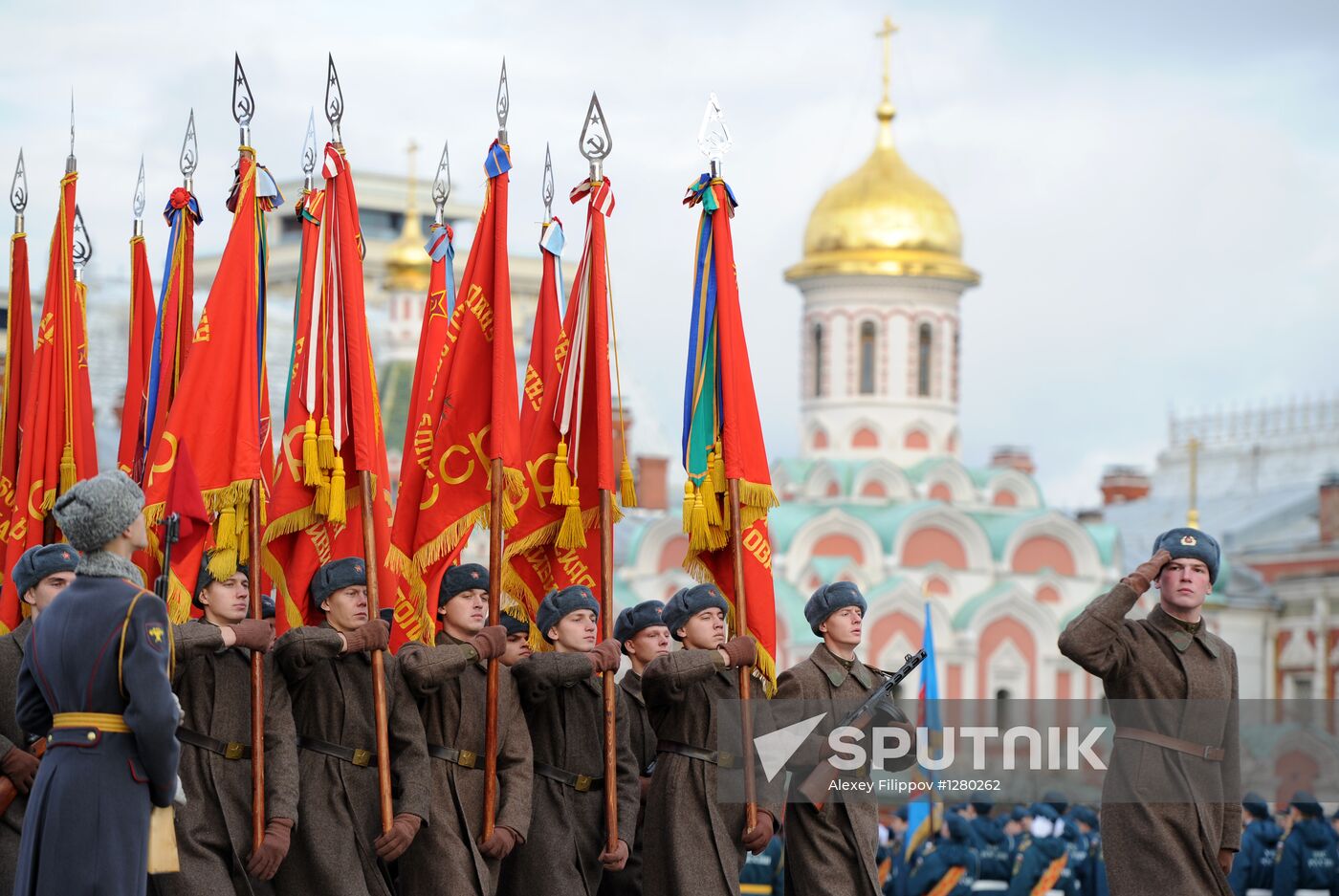 Dress rehearsal for march honoring anniversary of 1941 parade