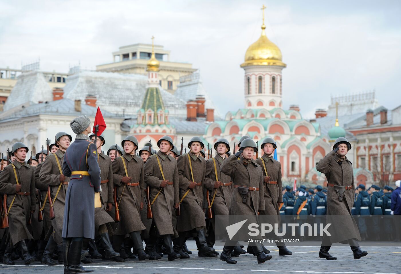 Dress rehearsal for march honoring anniversary of 1941 parade