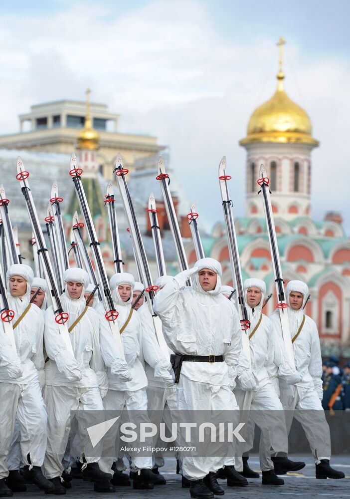 Dress rehearsal for march honoring anniversary of 1941 parade