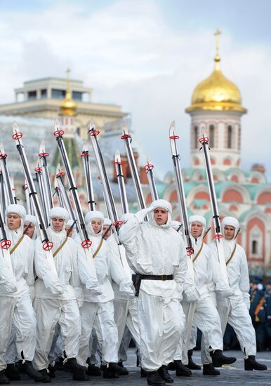 Dress rehearsal for march honoring anniversary of 1941 parade