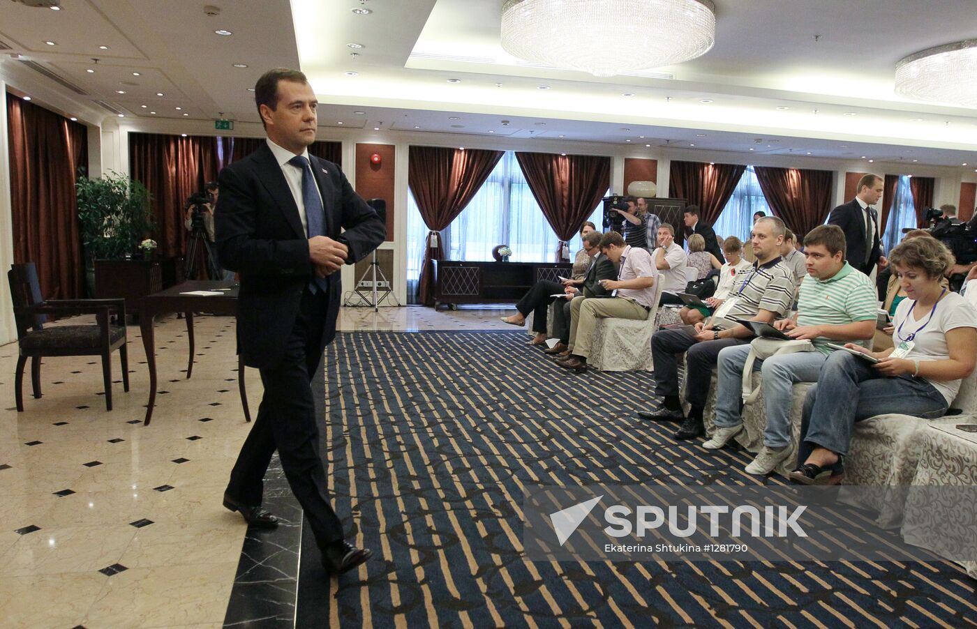 November 7, 2012. Russian Prime Minister Dmitry Medvedev at the news conference following talks with Vietnamese Prime Minister Nguyen Tan Dung. Location: Hanoi. Author: Ekaterina Shtukina/Sputnik. Dmitry Medvedev's official visit to Vietnam