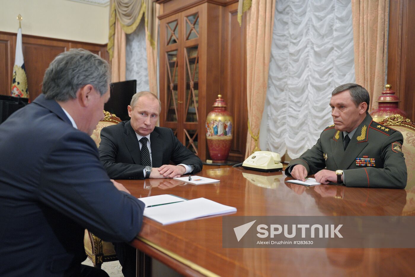 V.Putin meets with S.Shoigu and V.Gerasimov