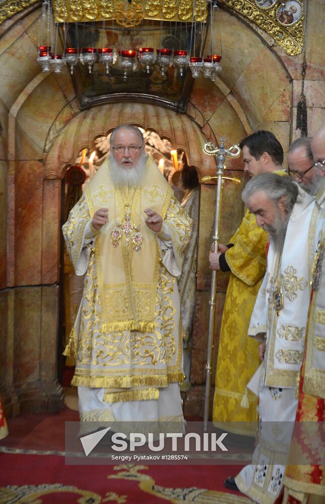 Patriarch Kirill conducts liturgy in Church of Holy Sepulchre