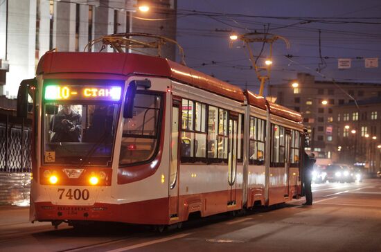 Presentation of fast tram in St.Petersburg
