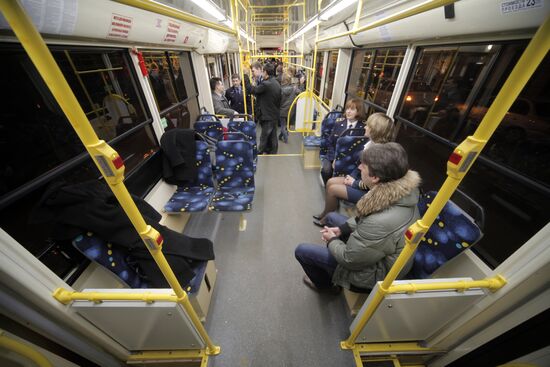 Presentation of fast tram in St.Petersburg