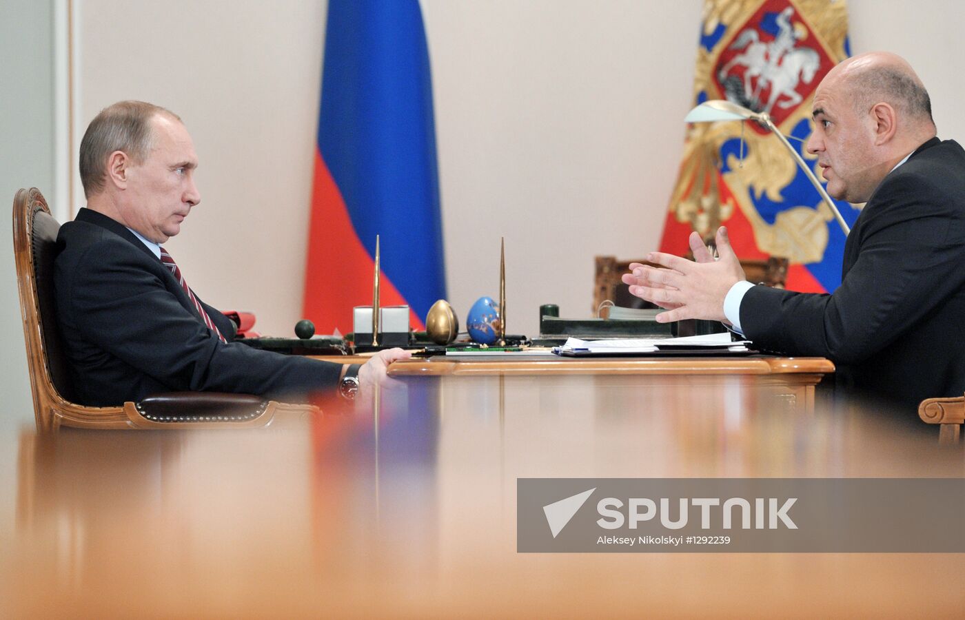Vladimir Putin meets in Novo-Ogaryovo with Mikhail Mishustin