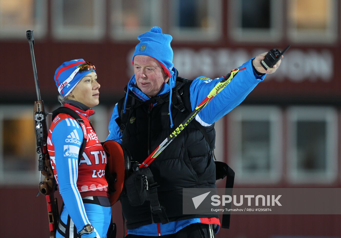 Biathlon. First stage of World Cup. Training