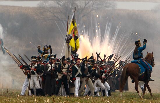 Reenactment of 1812 Battle on Berezina river