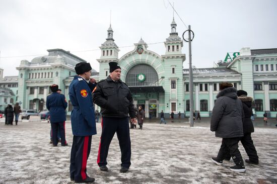 Cossacks at Moscow's Belorussky Train Station