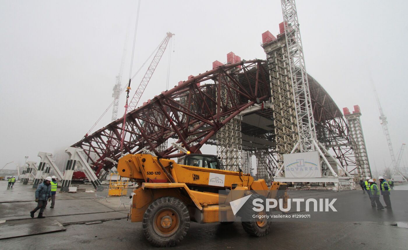Construction of new containment dome at Chernobyl nuclear plant