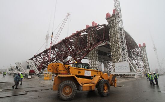 Construction of new containment dome at Chernobyl nuclear plant