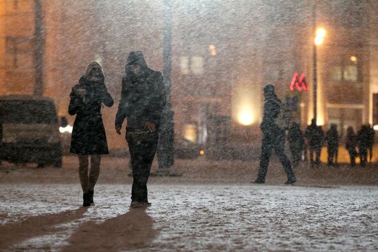 Heavy snowfall in Moscow