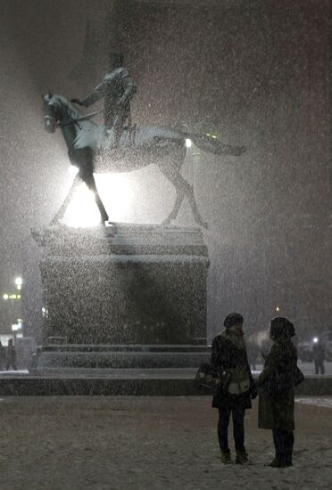 Heavy snowfall in Moscow