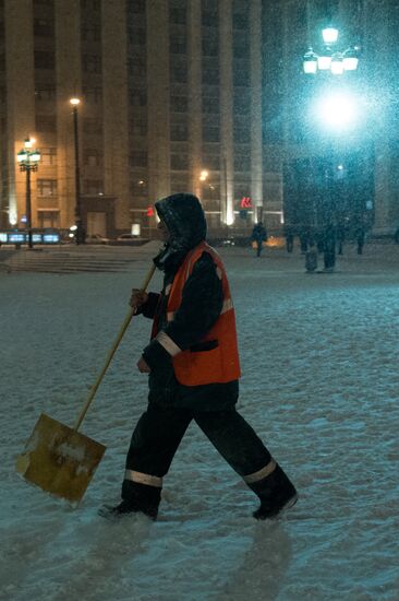 Heavy snowfall in Moscow