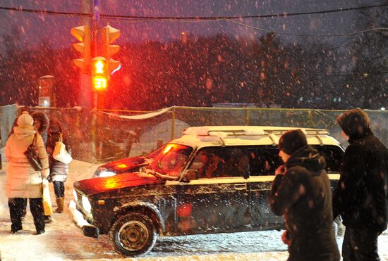 Heavy snowfall in Moscow