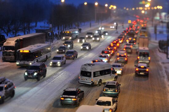 Heavy snowfall in Moscow