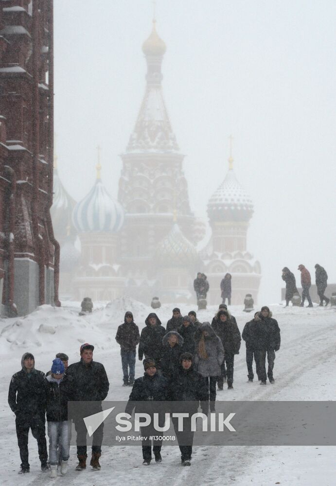 Heavy snowfall in Moscow