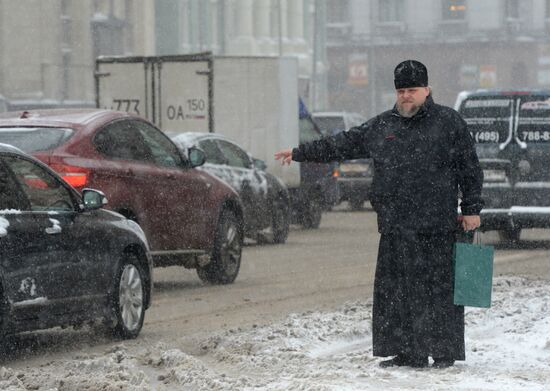Heavy snowfall in Moscow