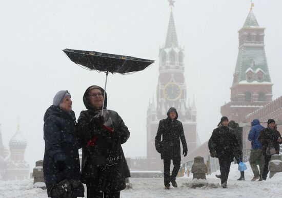 Heavy snowfall in Moscow