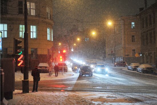 Heavy snowfall in Moscow