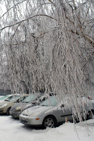 Aftermath of ice storm in Moscow