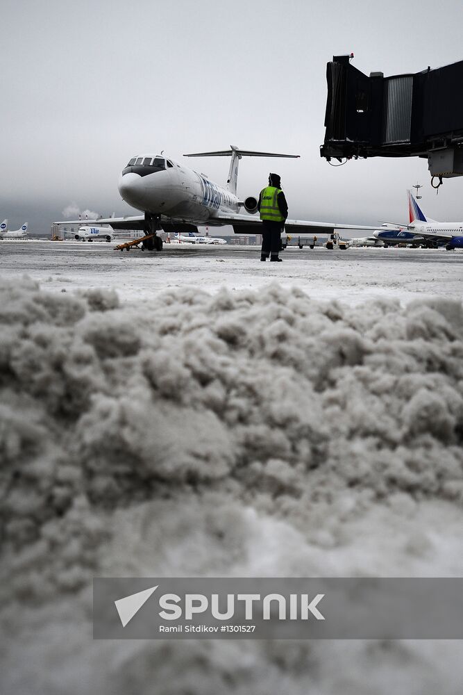 Vnukovo airport cleared from snow