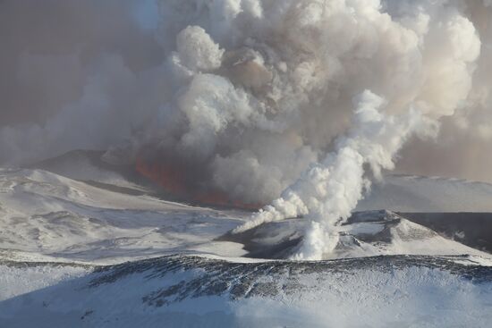 Plosky Tolbachik volcano erupting