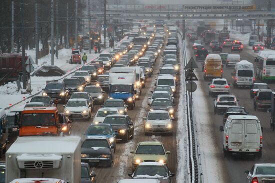 Aftermath of heavy snowfall in Moscow